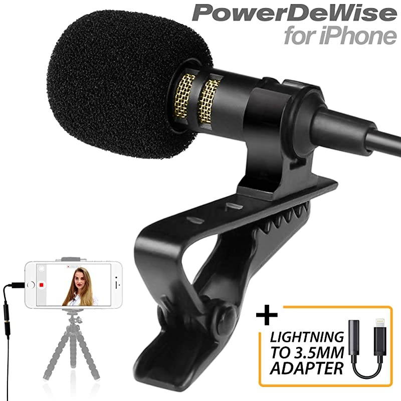 Grade Lavalier Microphone with Adapter Compatible with iPhone Lapel Microphone for iPhone 5 6 7 8 X 11 Pro Max iPhone Compatible External Microphone iPhone XR XS XS Max Microphone