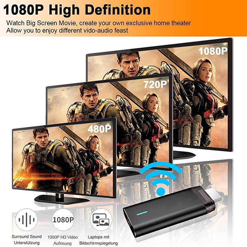 Wireless Display Adapter  4Kamp5Gamp1080P Wireless HDMI Adapter Miracast Dongle Streaming Media Player Mirroring Screen from Small to Big Screen Support 24G5G Miracast Airplay DLNA