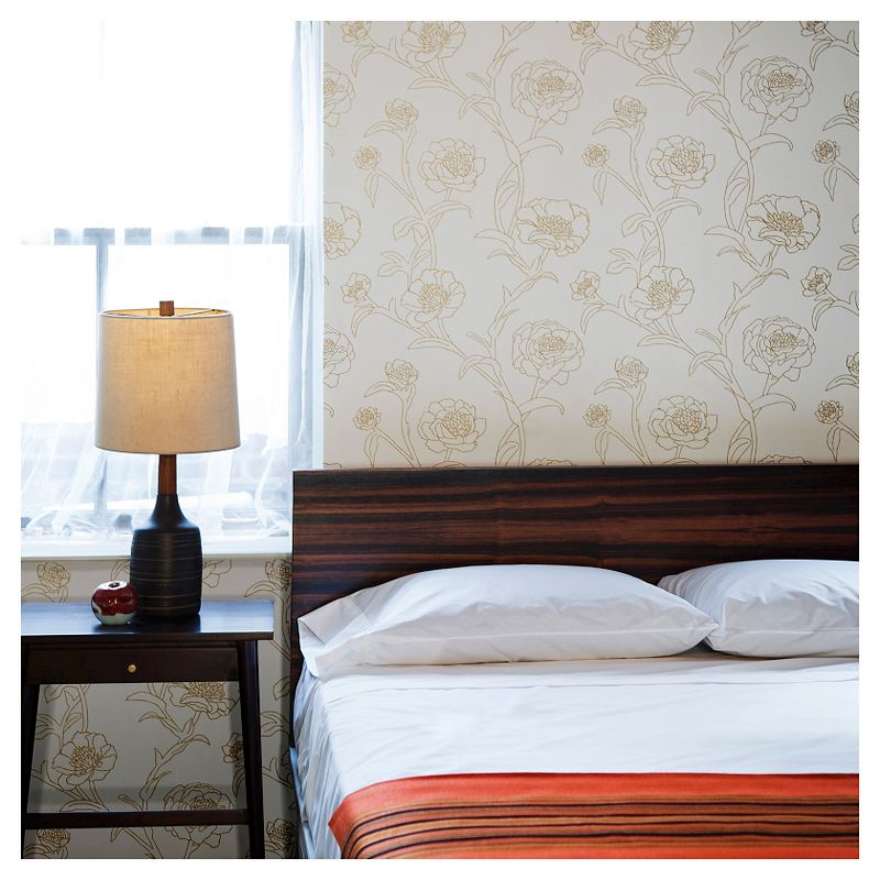Tempaper Peonies Self-Adhesive Removable Wallpaper  Gold