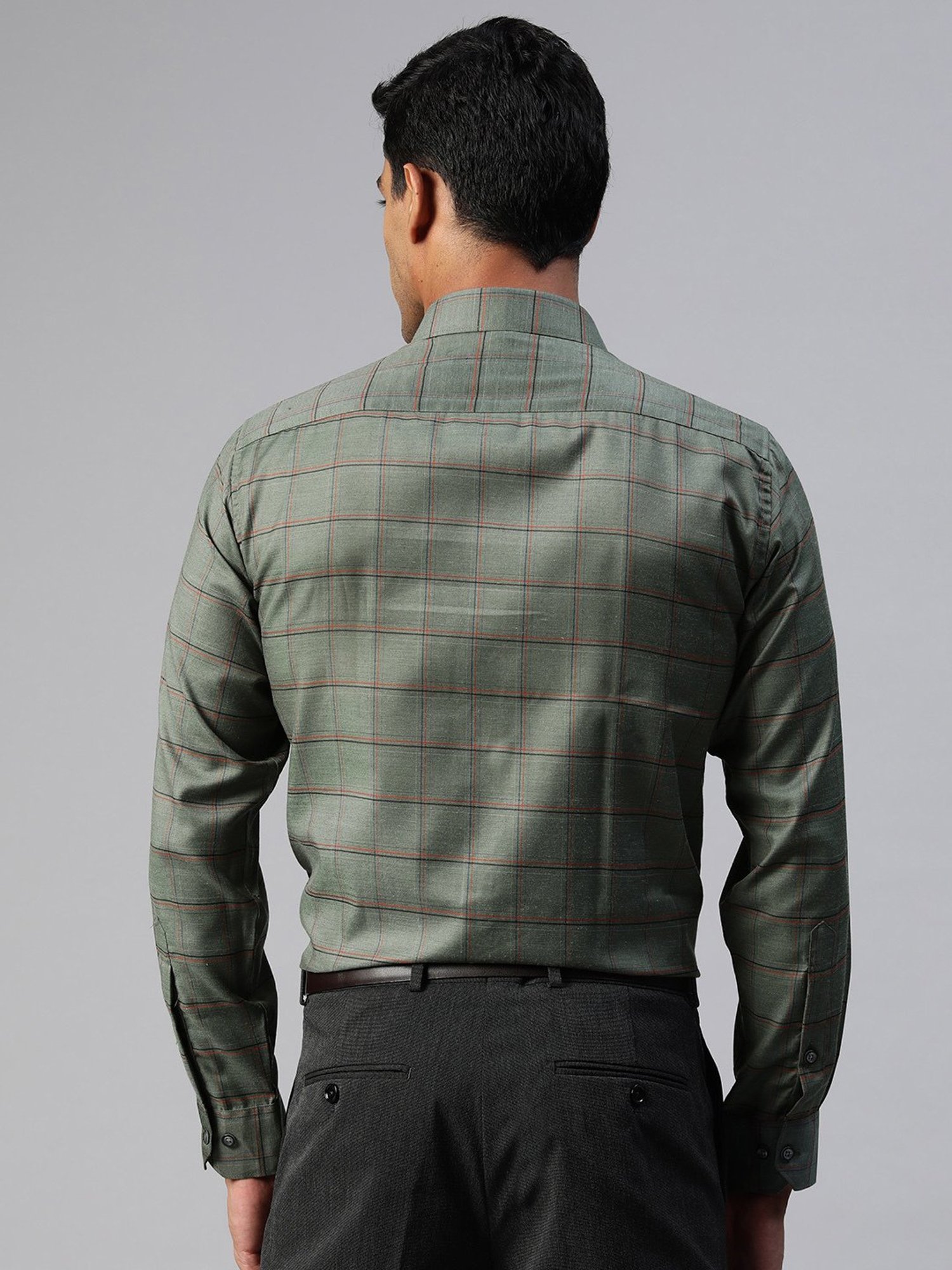 ManQ Green Regular Fit Check Shirt