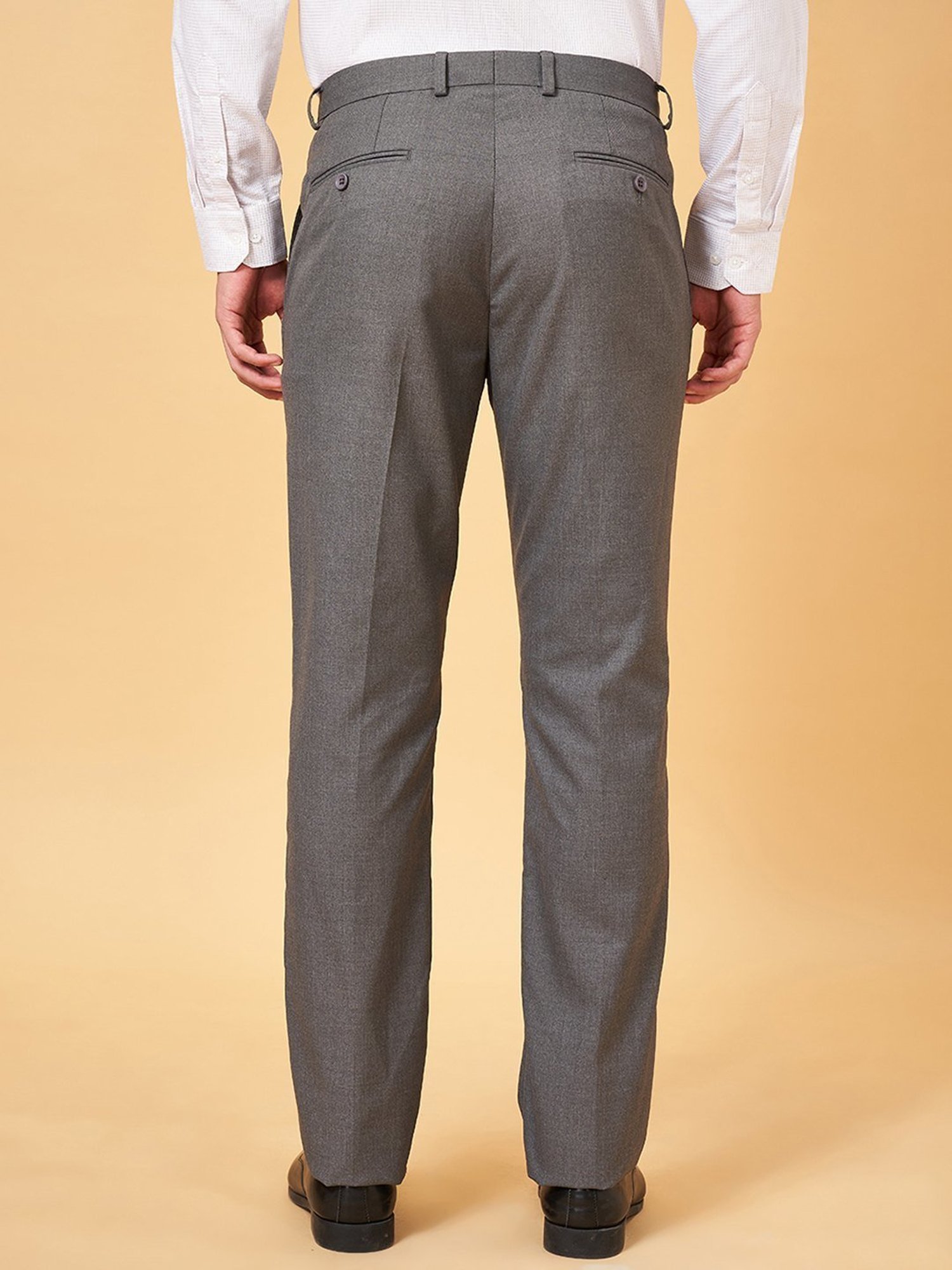 Peregrine By Pantaloons Light Grey Slim Fit Trousers