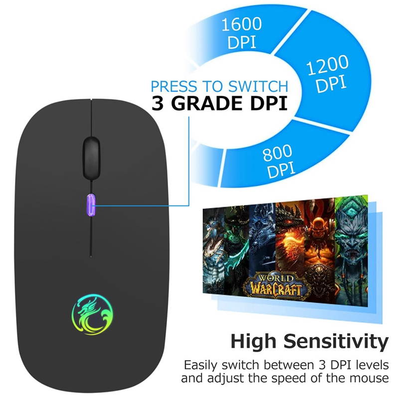 Wireless Mouse  Rechargeable Mouse Wireless Computer Silent Mause LED Backlit Ergonomic Gaming Mouse For Laptop PC