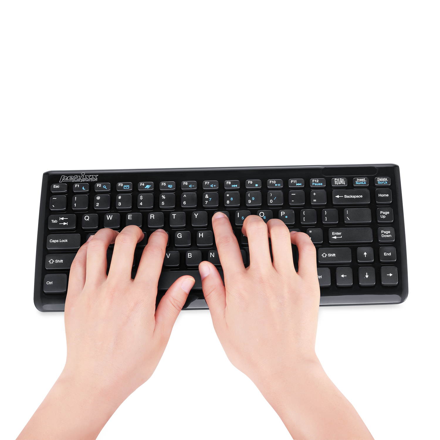 Perixx PERIDUO-712 Wireless Mini Keyboard and Mouse Set, Portable Compact Size 13 Multimedia Hot Keys Keyboard and 1000 DPI Optical Mouse Combo, Black, US Layout