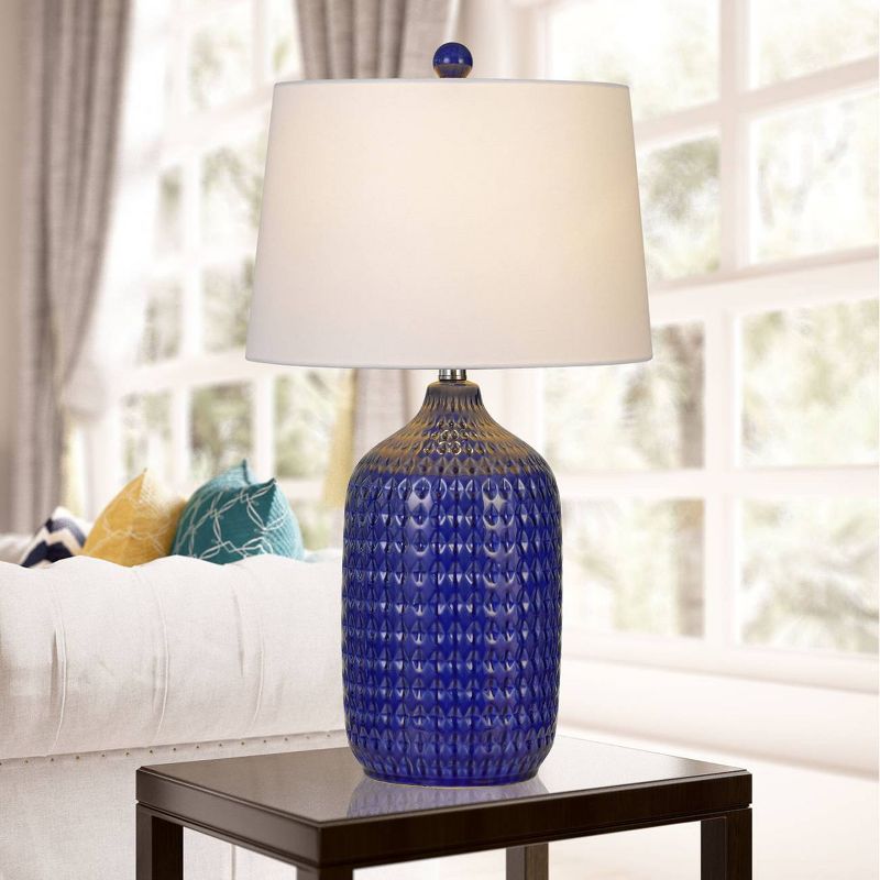 27" Adelaide Ceramic Table Lamp with Taper Drum Hardback Shade Royal Blue - Cal Lighting