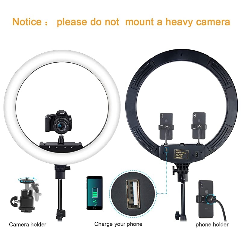 Light Light with Stand 18 Inch 3 Color Mode 3200k6000k Color Temperature Dimmable 60W 400 LED Beads with Remote Controlled for Photography Phone Camera YouTube Vlog Makeup Studio Video