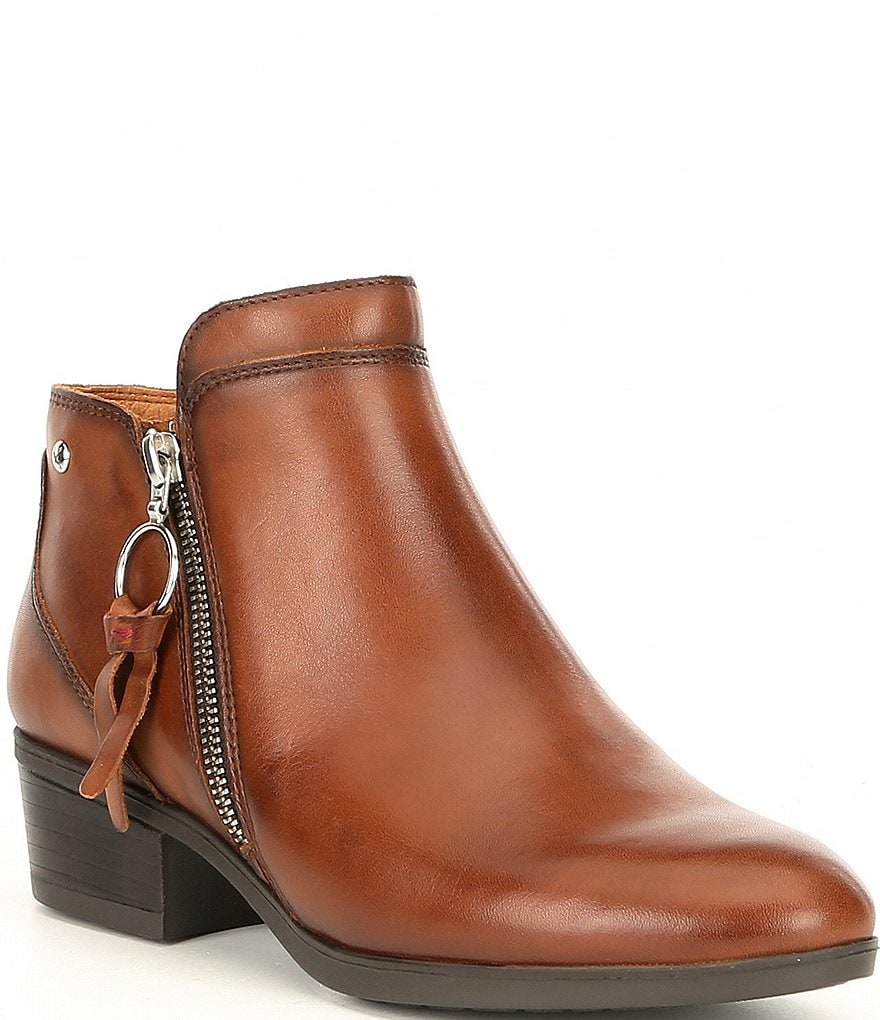 Pikolinos Daroca Side Zip Leather Block Heel Booties