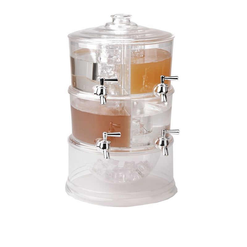 Mind Reader 2 Tier Split Compartment Beverage Drink Dispenser with Spigot and Ice Bucket Bottom