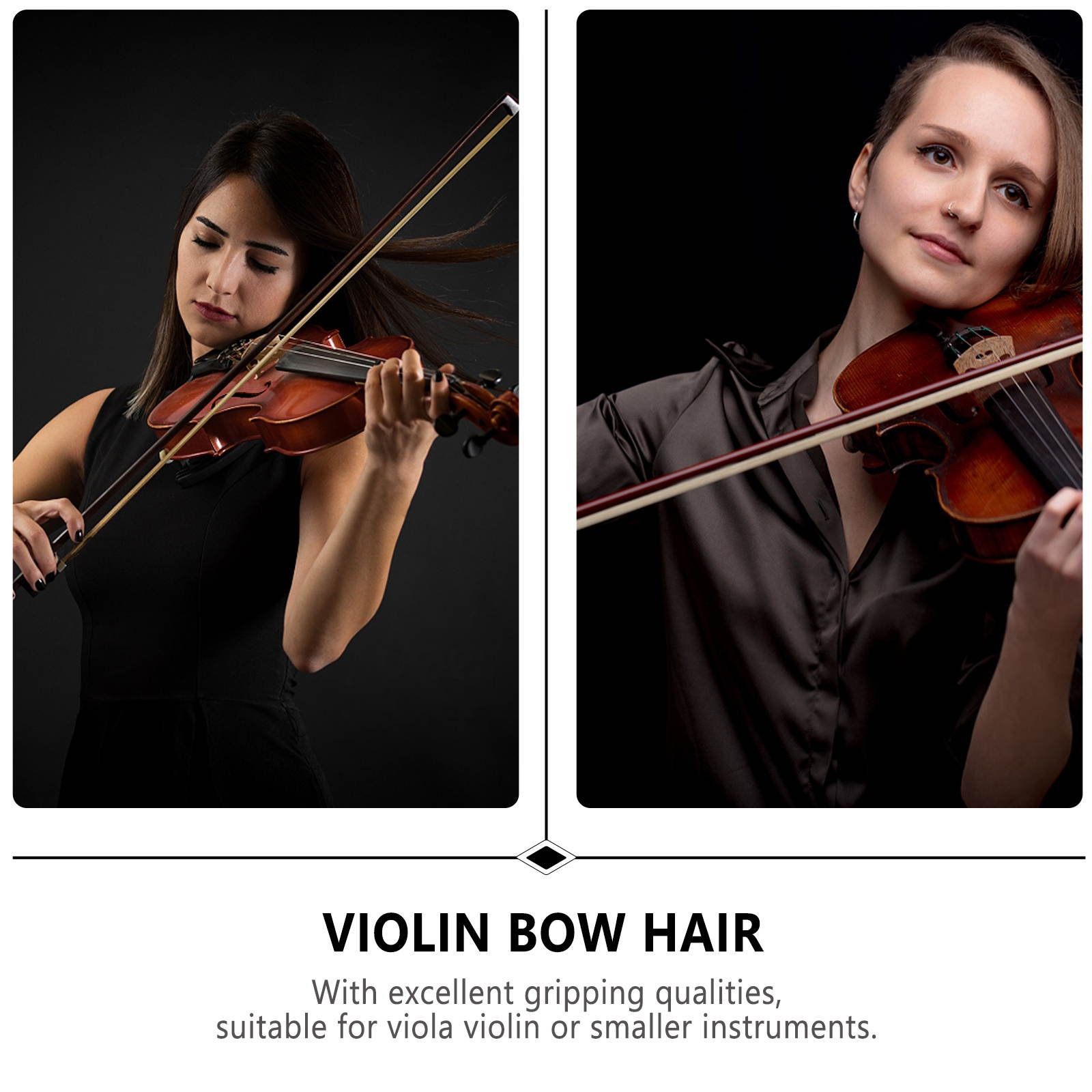 2 Hanks Natural Violin Bow Horse Hair Instrument Accessories for Violin Bow