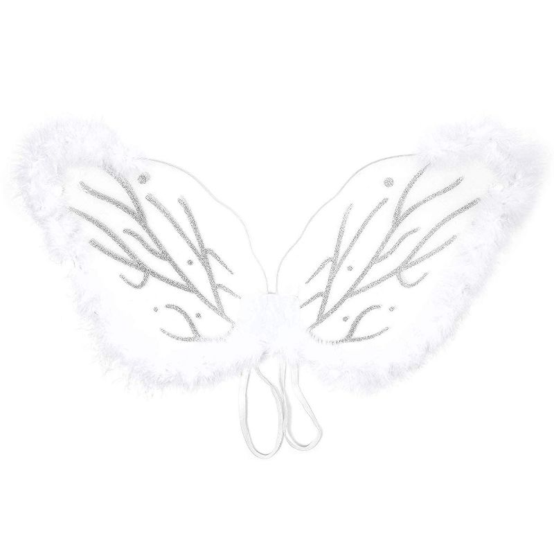 Blue Panda 2-Pack Kids White Angel Wings, Feather Halo Headband Costume for Cosplay & Halloween Party Supplies