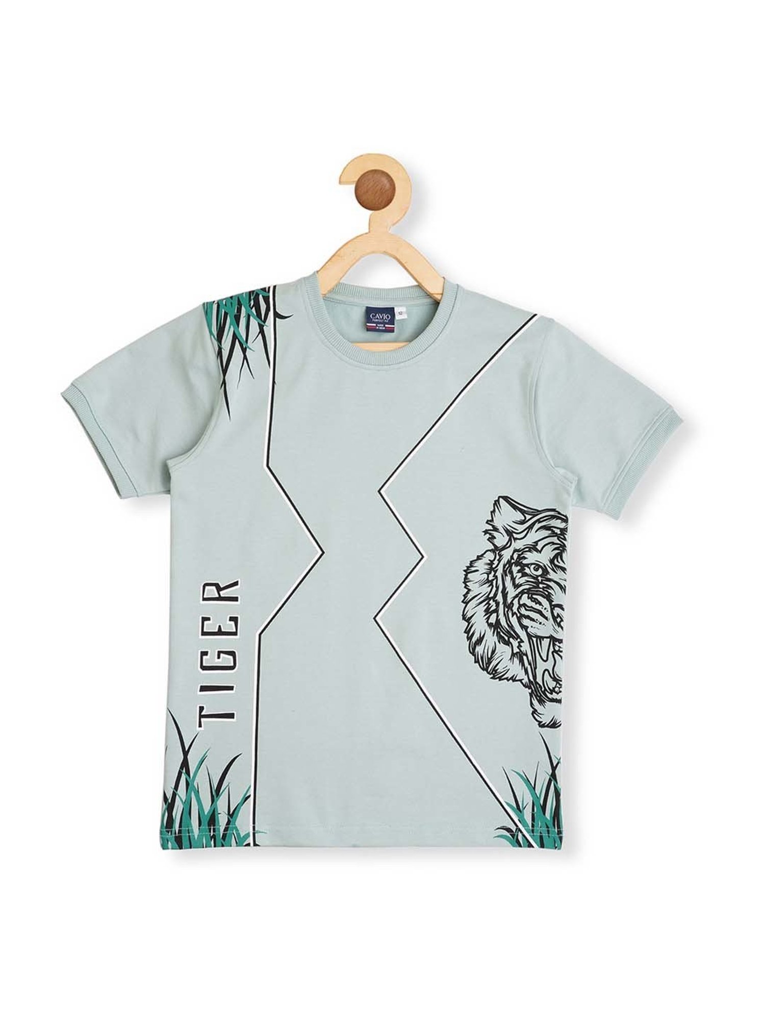 Cavio Kids Green Cotton Printed T-Shirt Set