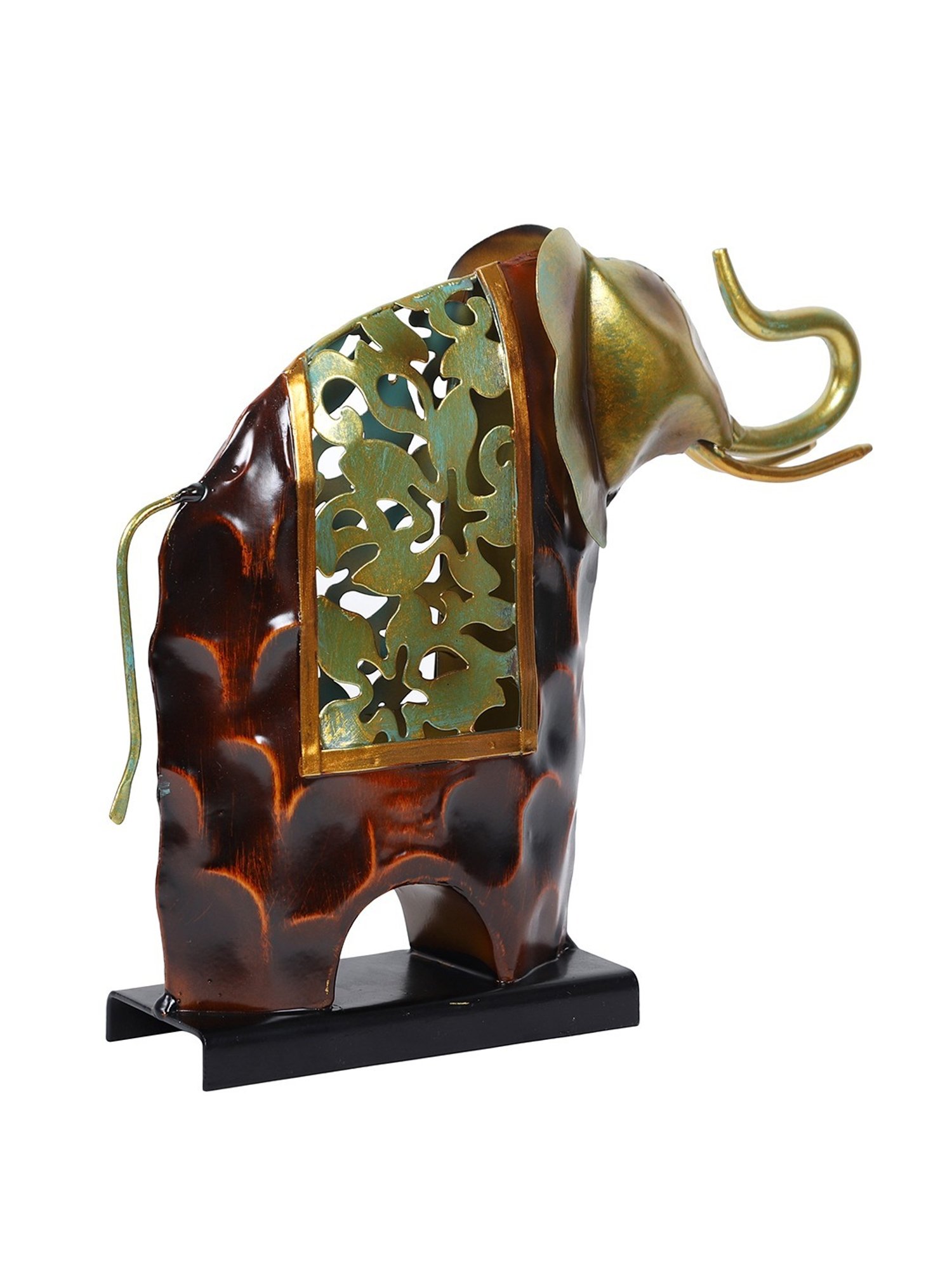Aapno Rajasthan Red & Gold Metal Detailed and Attractive Elephant Table Decor