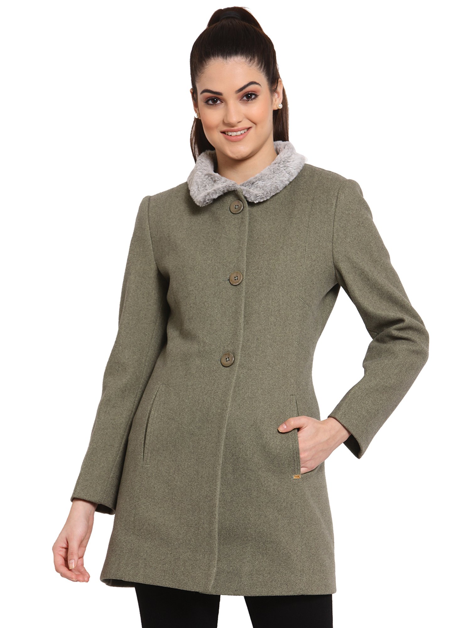 Juelle Olive Full Sleeves Coat