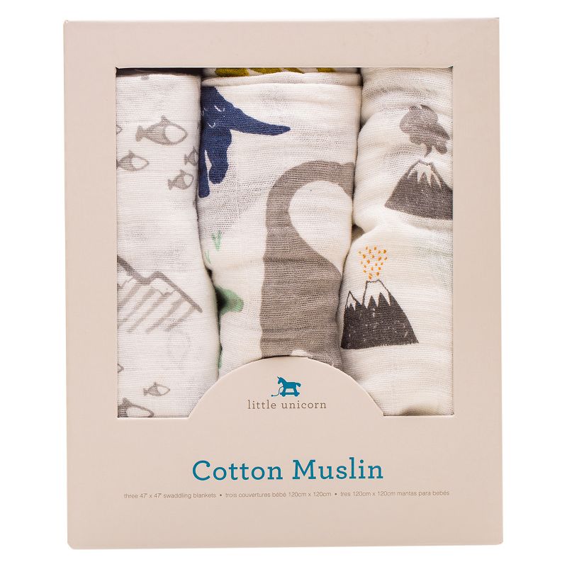 Little Unicorn Cotton Muslin Swaddle Blankets - Dino Friends