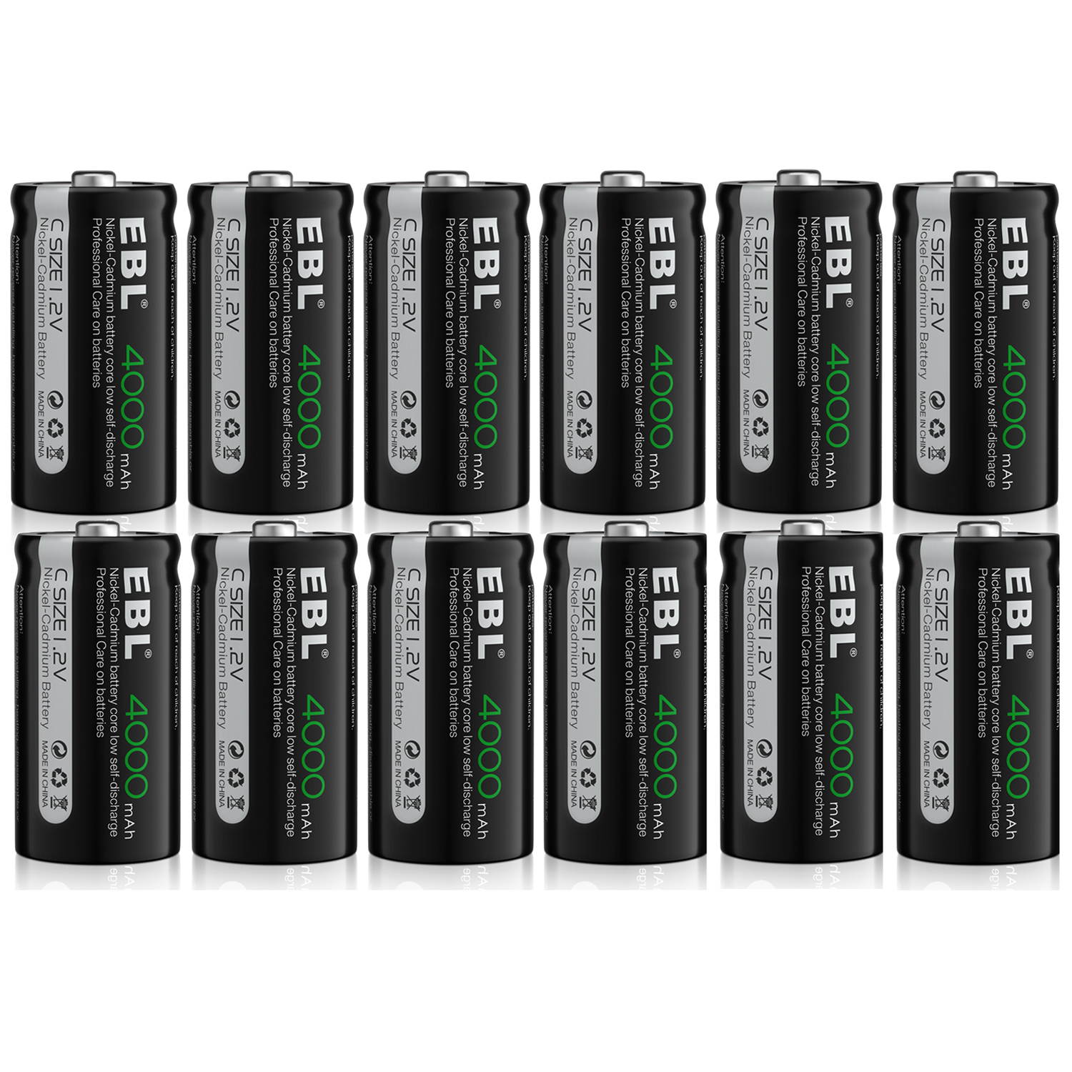 EBL 8PCS  Rechargeable C Battery High Performance Ni-Cd Battery 4000mAh