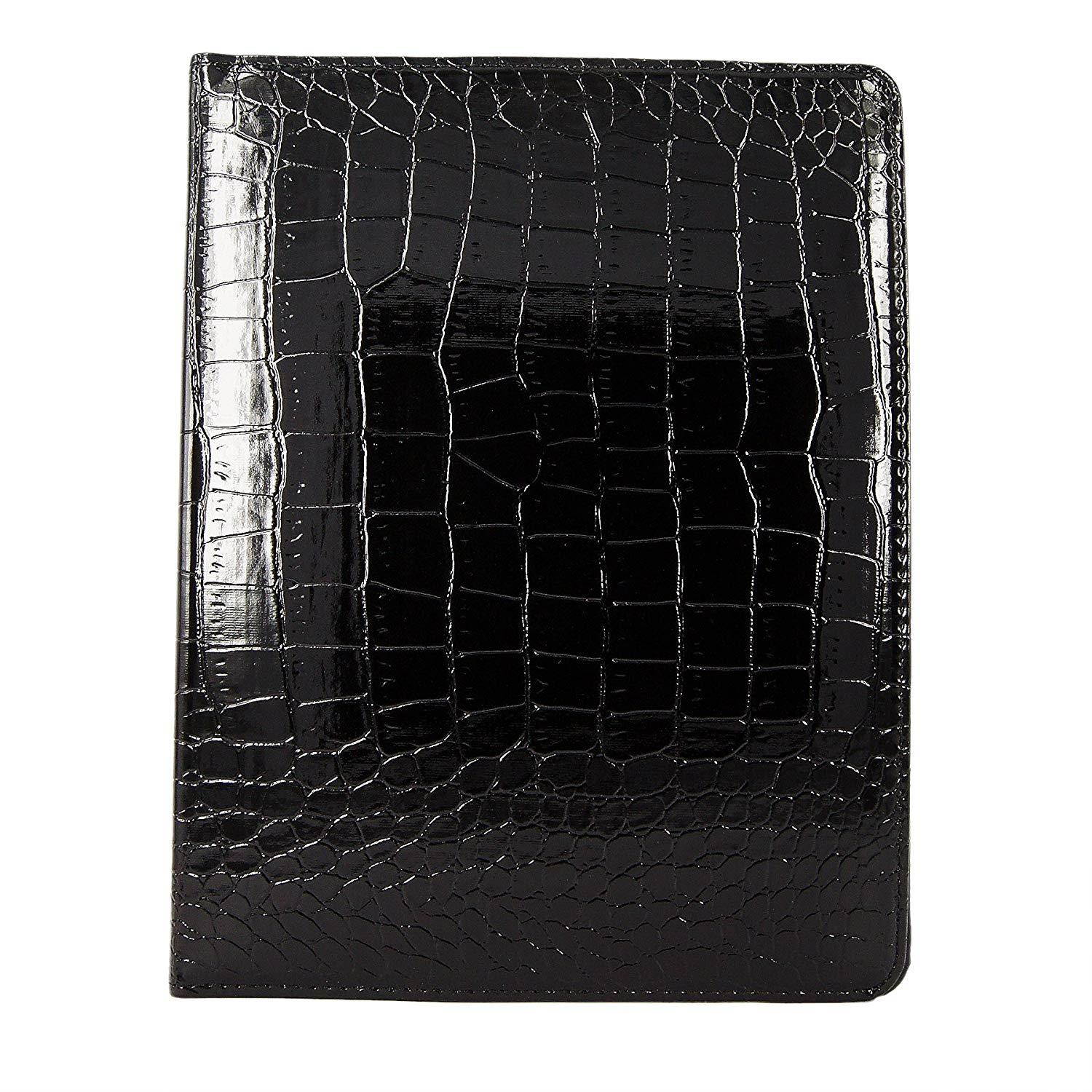 Cellularvilla Apple Ipad2 Ipad3 Ipad4 Gen Genration Black Crocodile 360 Degree Rotating Flip Folio Case Cover with Auto Sleep/wake Feature Stand