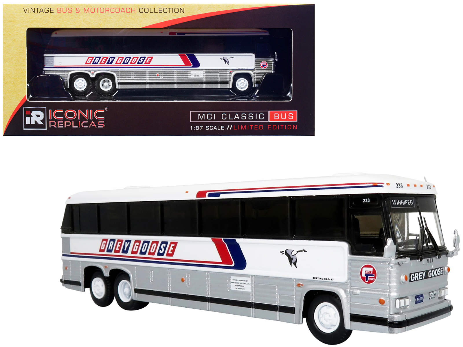 MCI Classic City Bus Plain White "Vintage Bus & Motorcoach Collection" 1/87 Diecast Model by Iconic Replicas