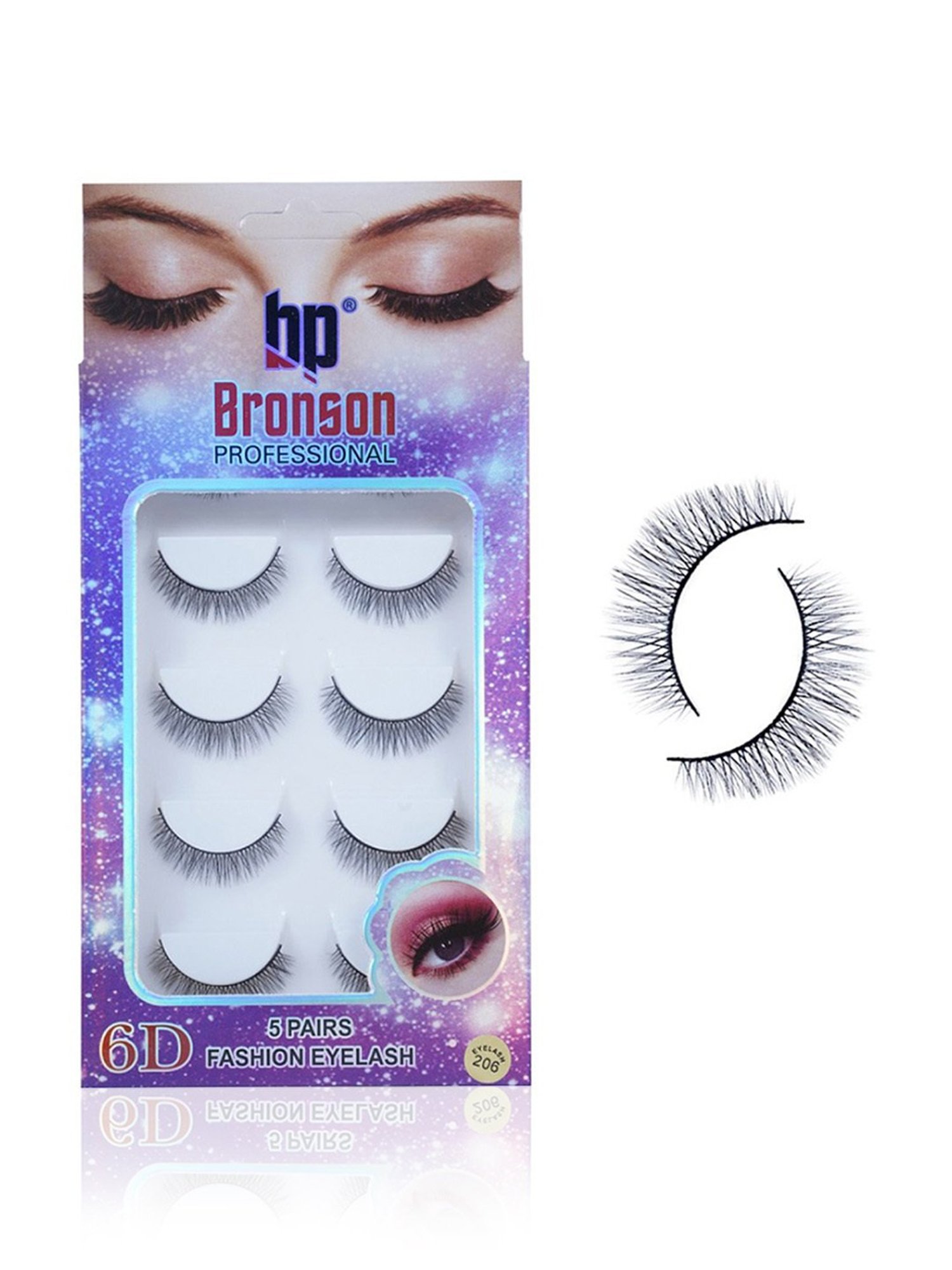 Bronson Professional 6D Fashion Eyelash 206 - Set of 5