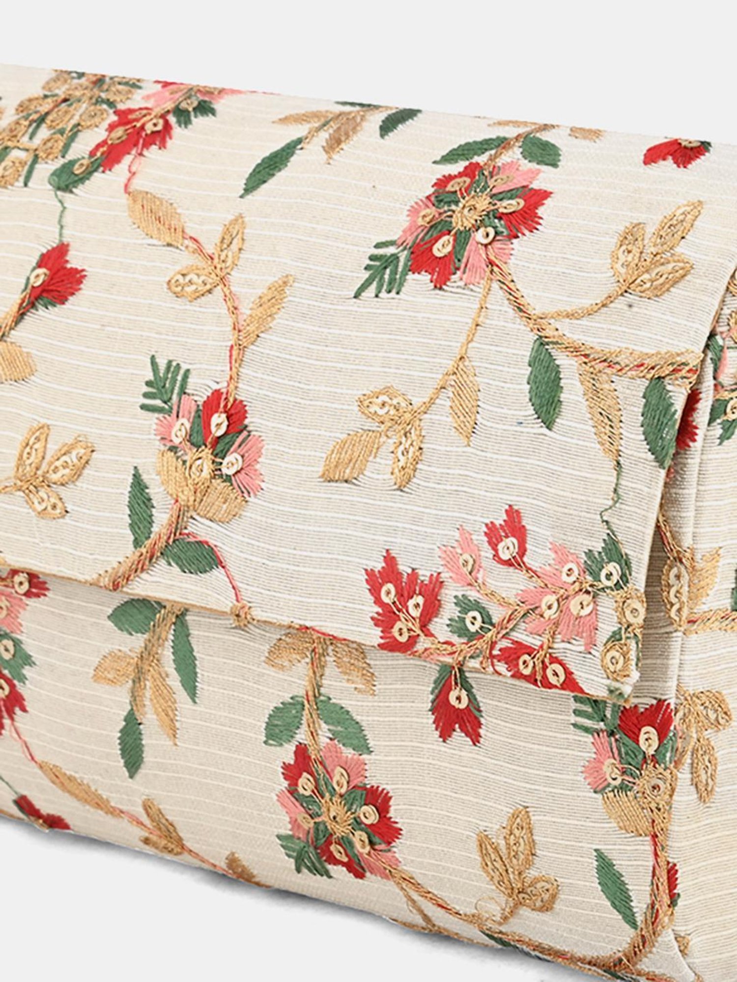 Gaurapakhi Beige Embroidered Envelope Clutch