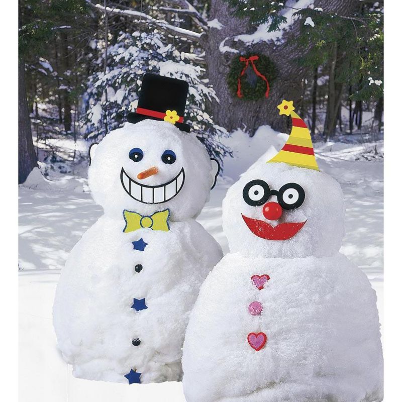HearthSong - Decorate-a-Great Snowman Kit, Includes 40 Different Painted Wood Features with Storage Bag