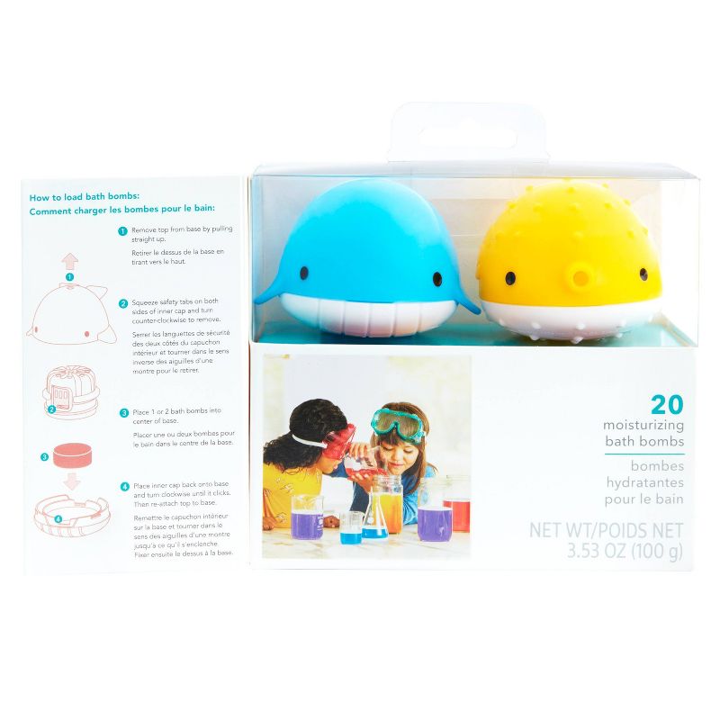 Munchkin Color Buddies Moisturizing Bath Water Color Tablets and Toy Dispenser - 20 Tablets and 2 Toy Dispensers