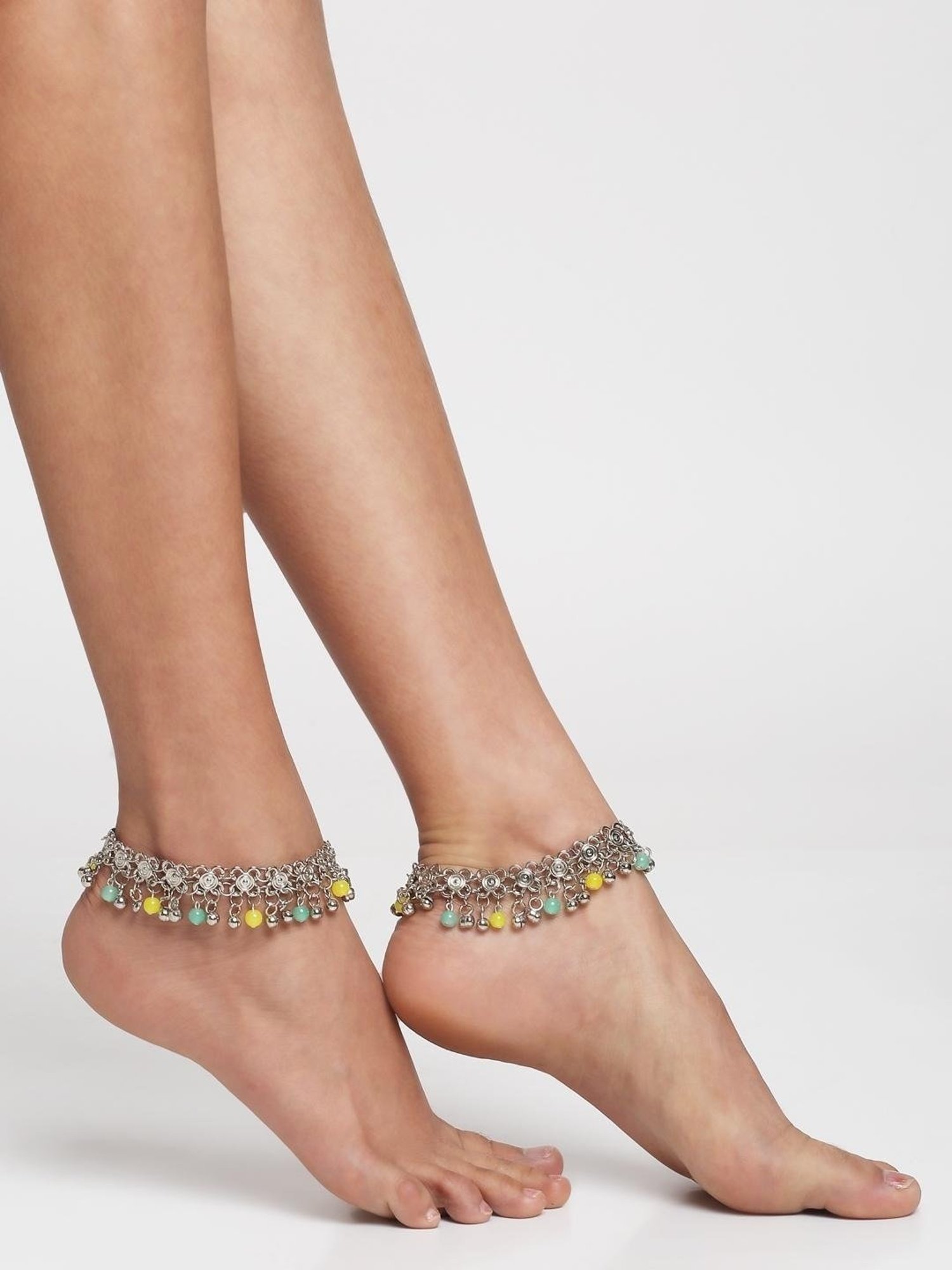 YouBella Gold-Plated Copper Strand Stylish Party Wear Anklets for Women - Set of 2