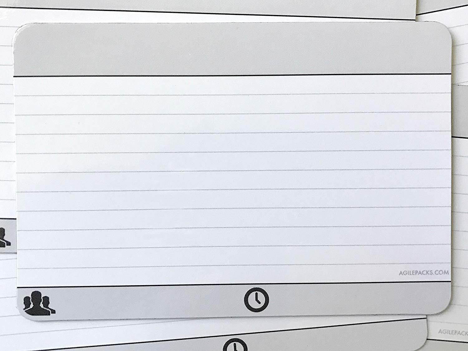 Dry-Erase Planning Card Magnets by AgilePacks for Agile Planning Boards, Scrum, Kanban, Meetings, Productivity | AgilePacks Pro Kit - 40 4x6 Magnetic Planning Cards, Magnetic Cleaning Cloth and Marker