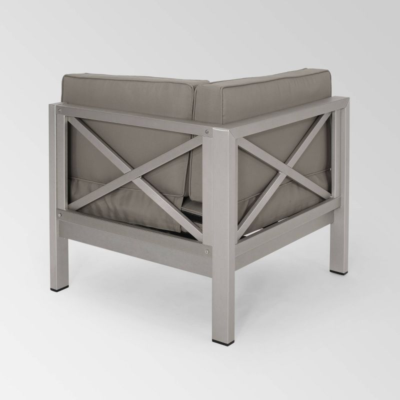 La Vista 5pc Aluminum V-Shaped Sectional Sofa Set - Silver/Khaki - Christopher Knight Home