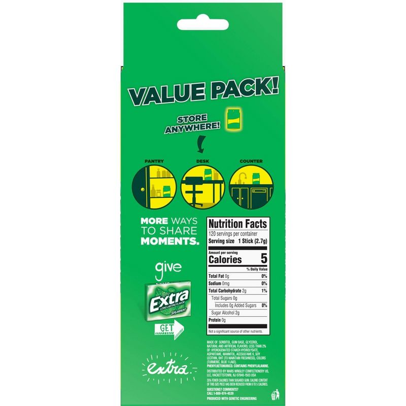 Extra Spearmint Sugar-Free Gum Value Pack - 120ct