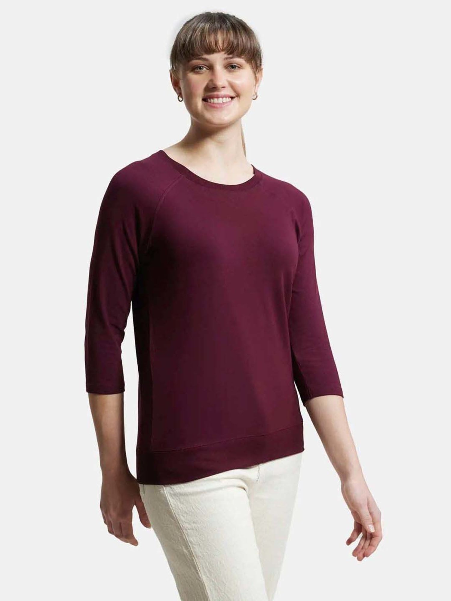 Jockey AW14 Women's Super Combed Cotton Viscose Regular Fit Solid Three Quarter Sleeve T-Shirt