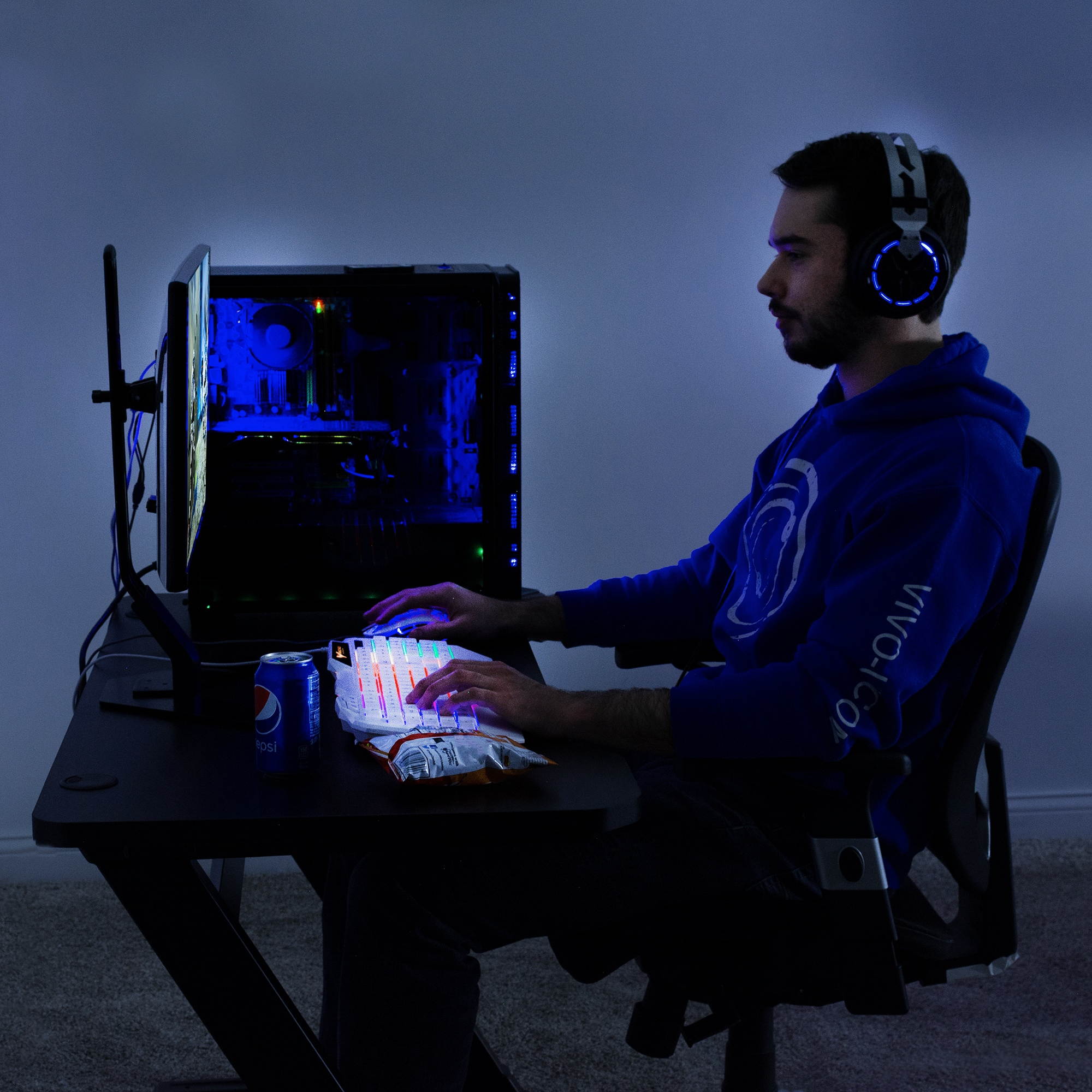 VIVO Black 47&rdquo; Gaming Desk Table with Z-Shaped Frame | Home Office Computer Workstation (DESK-GM1ZB)