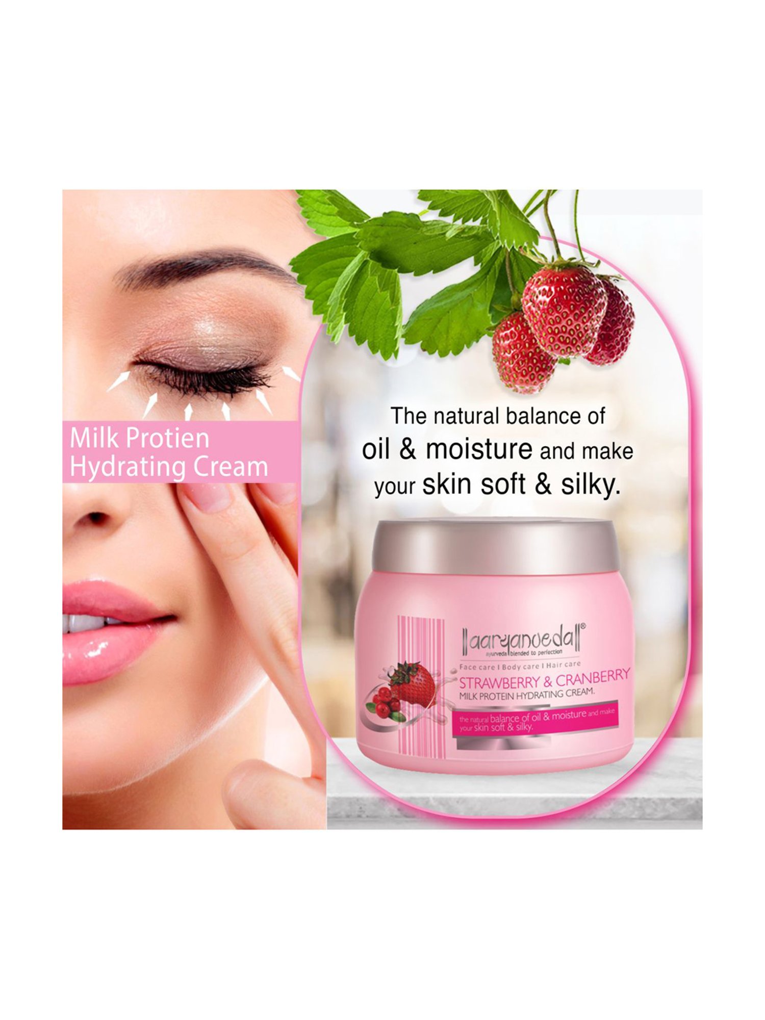 Aryanveda Strawberry & Cranberry Milk Protein Cream - 400 gm