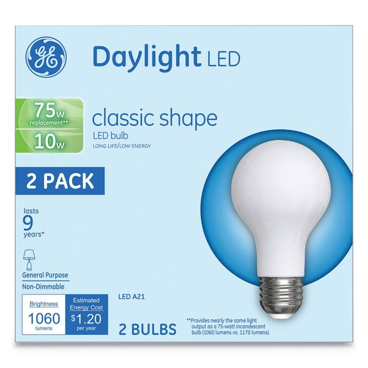 GE LED Classic Daylight A21 Light Bulb 10 W 2/Pack 31181