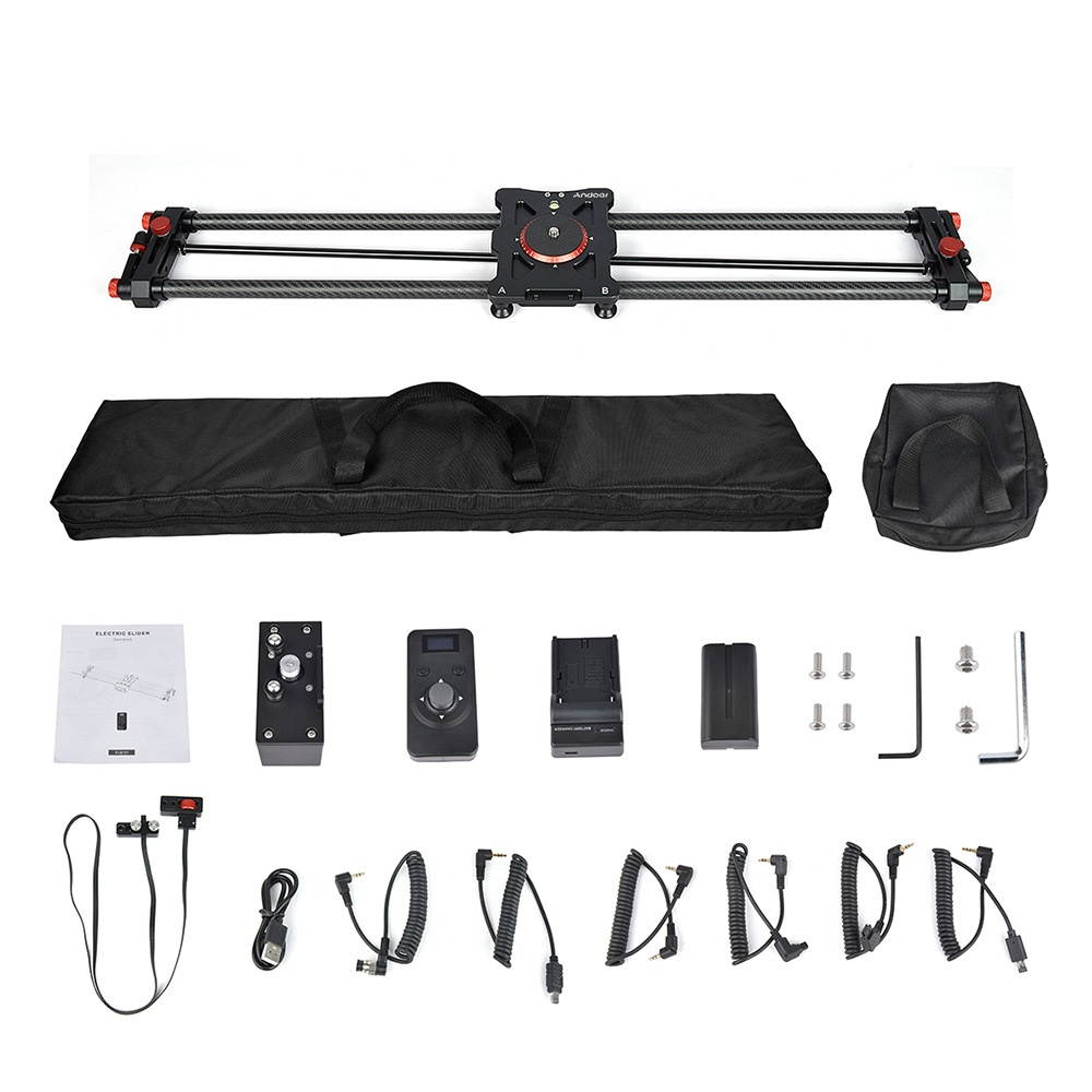Andoer 80cm//31.5-inch Carbon Fiber Electric Slider 2.4G Wireless Control Video Track Slider Smooth Focus with Remote Control F550 Lithium Battery for DSLR ILDC Cameras Lightweight Camcorders Max.