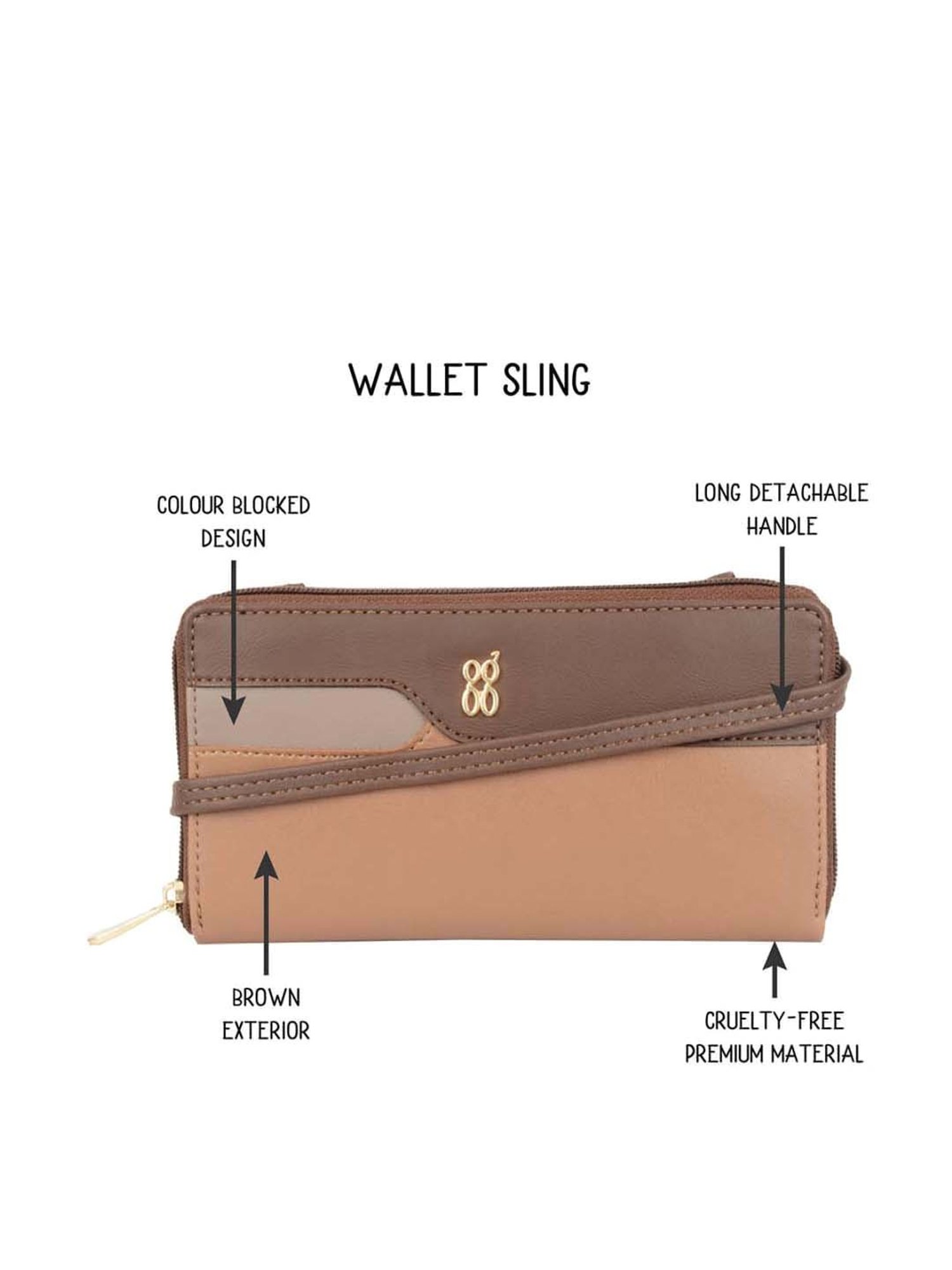 Baggit Brown Color Block Zip Around Wallet for Women