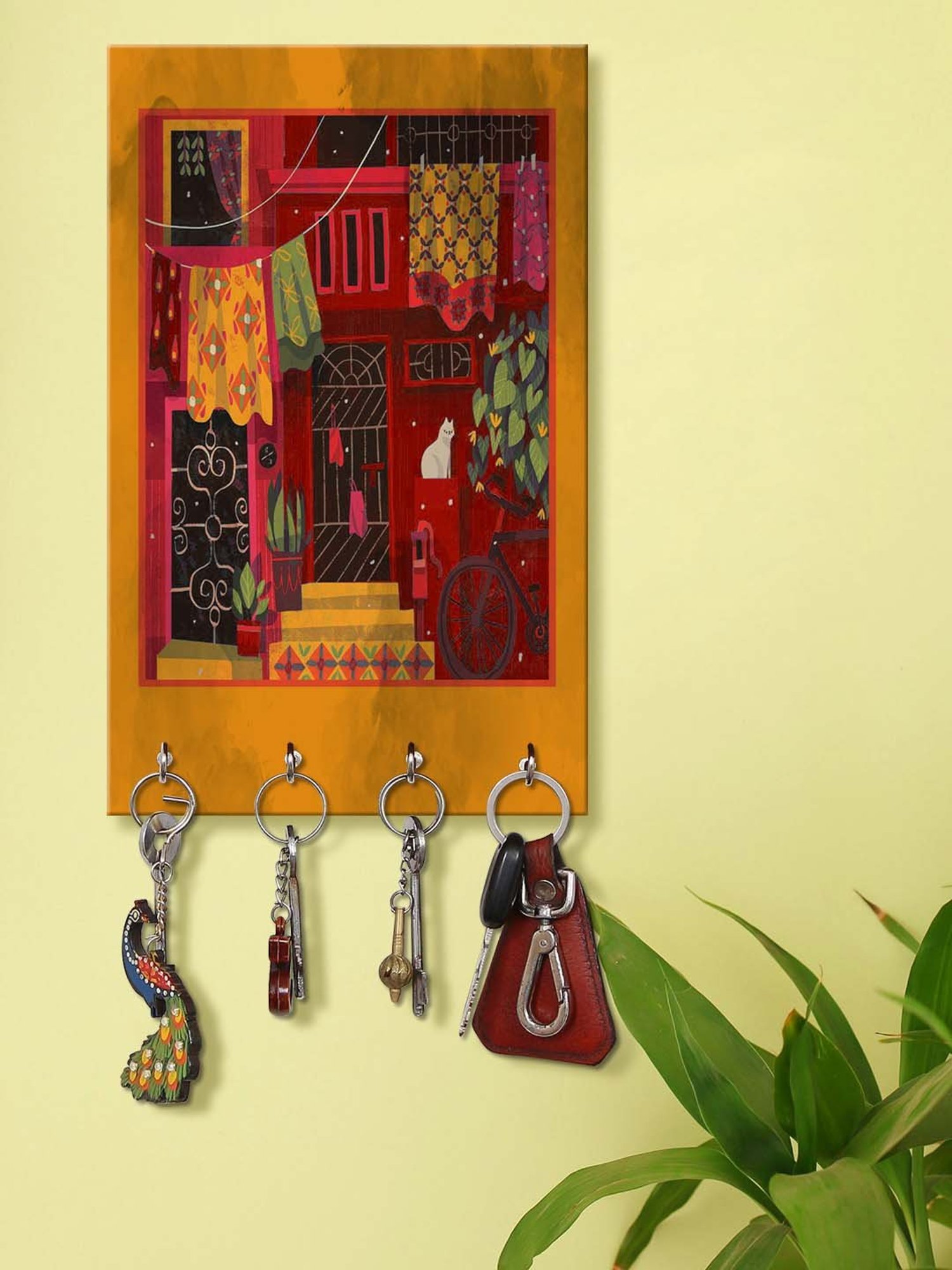 Art Street Black Mdf Jharokha Jali Square Hanging Ornaments Wall Art - Set of 4