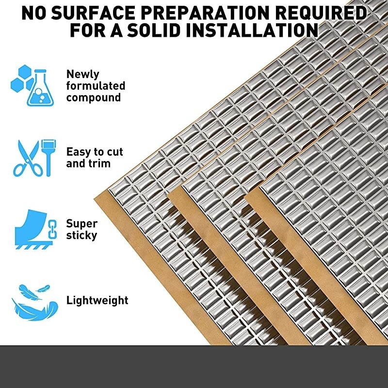 80 mil Car Sound Deadening mat Butyl Automotive Sound Deadener Noise Insulation and Vibration Dampening Material 80 mil 10 sqft