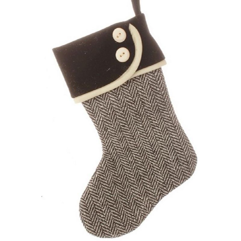 Raz Imports 7" Jet Mini Stocking Christmas Ornament - Black/Ivory
