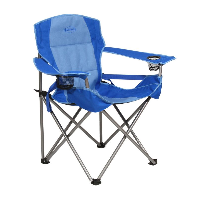 Kamp-Rite KAMPCC016 Outdoor Camping Folding Chair with Lumbar Support & Cupholders, 2 Tone Blue