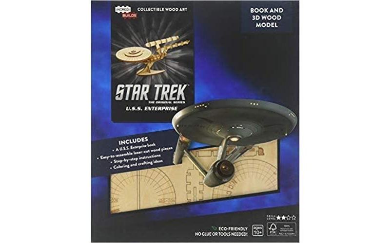 Incredibuilds Star Trek Origin U.S.S. Enterprise Book & Wood Model Figure Kit