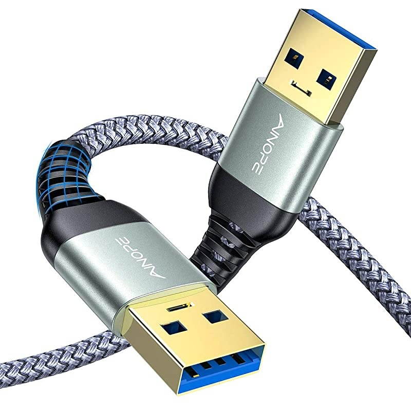2 Pack  USB 3.0 A to A Male Cable 6.6FT+6.6FT,USB 3.0 to USB 3.0 Cable [Never Rupture] USB Male to Male Cable Double End USB Cord Compatible with Hard Drive Enclosures, DVD Player, Laptop Cool
