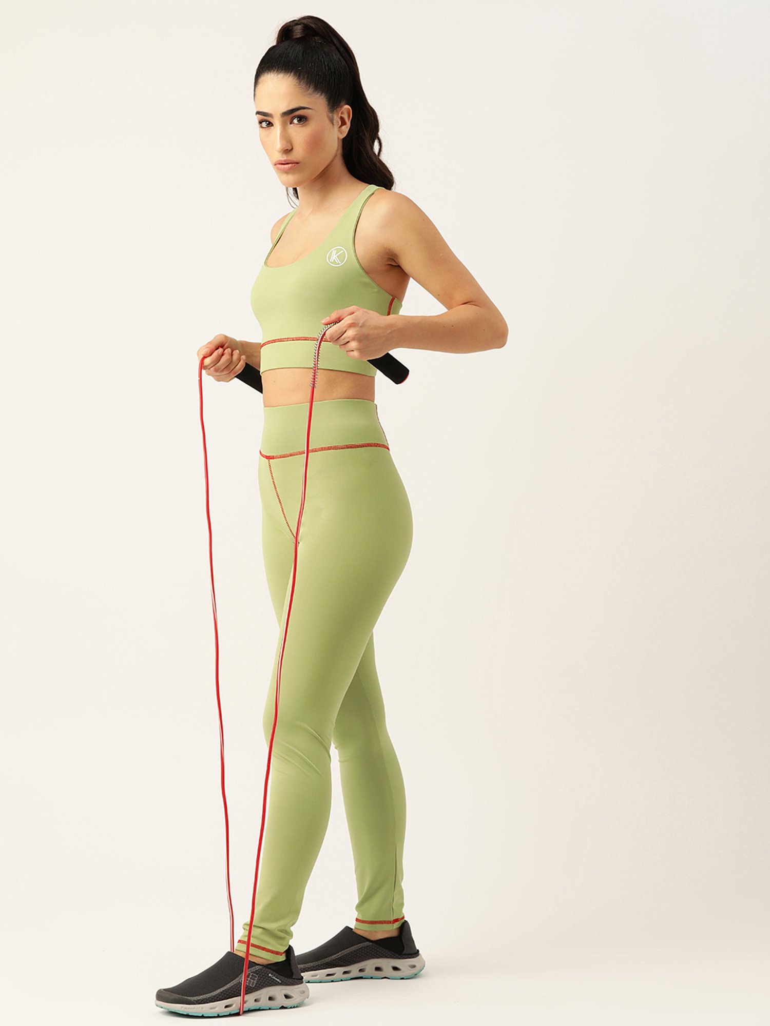 Kotty Light Green Polyester Logo Print Tracksuit