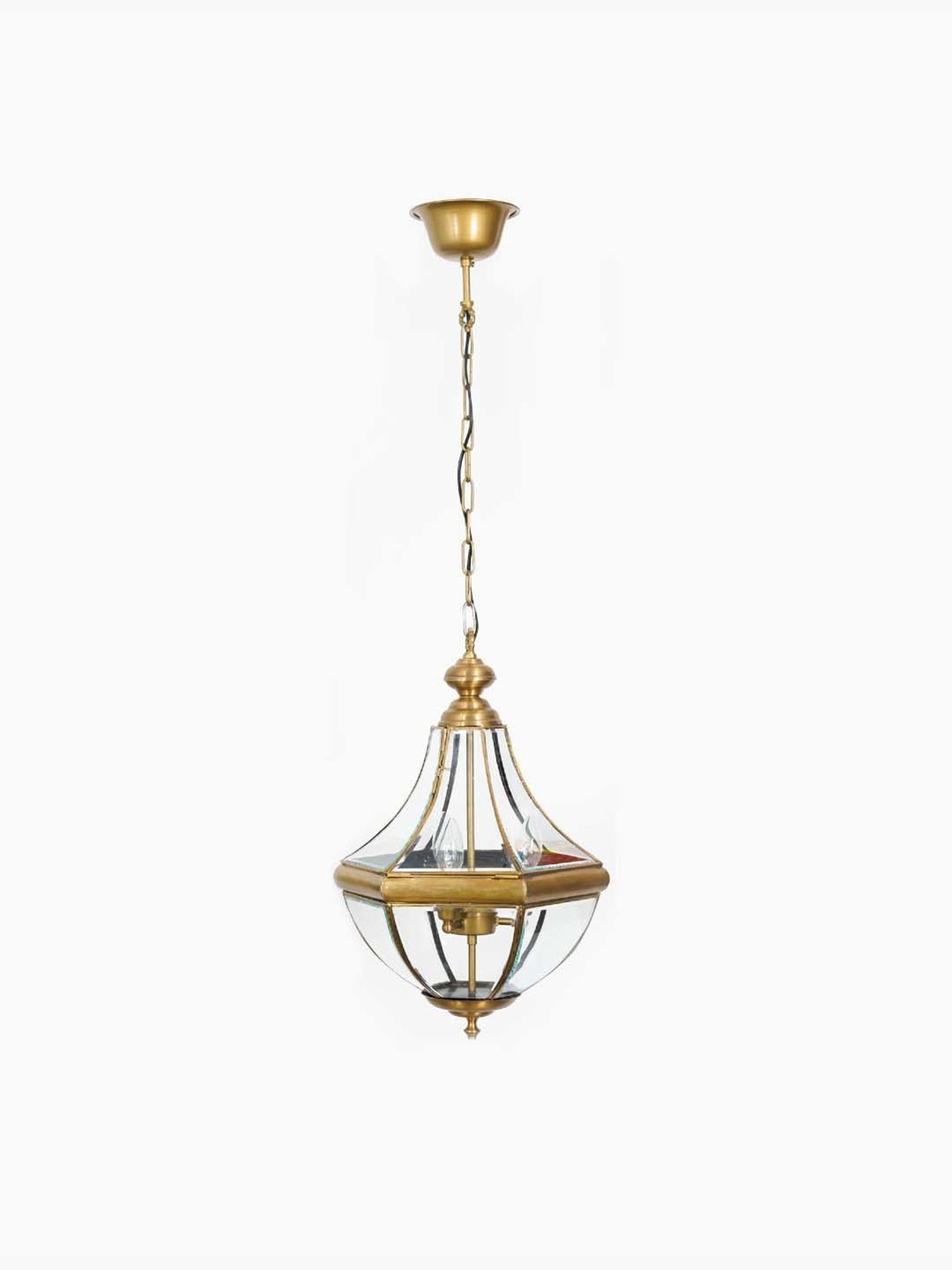 Kapoor Lamp Shades Antique Brass & Clear Costa Pendant Light
