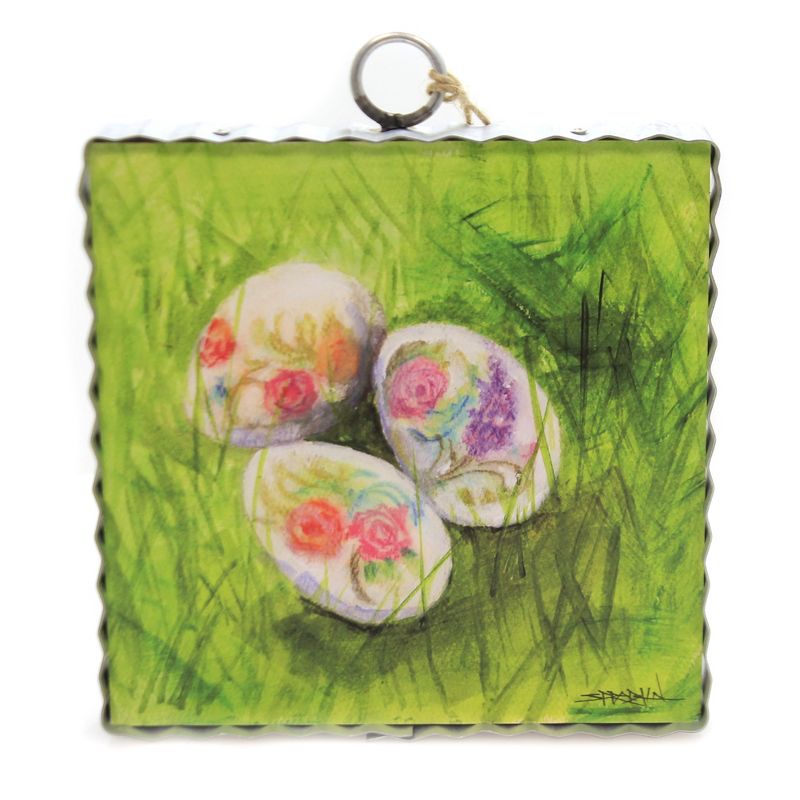 Easter 7.0" Gallery Water Color Eggs Flower Decorated  -  Wall Sign Panels