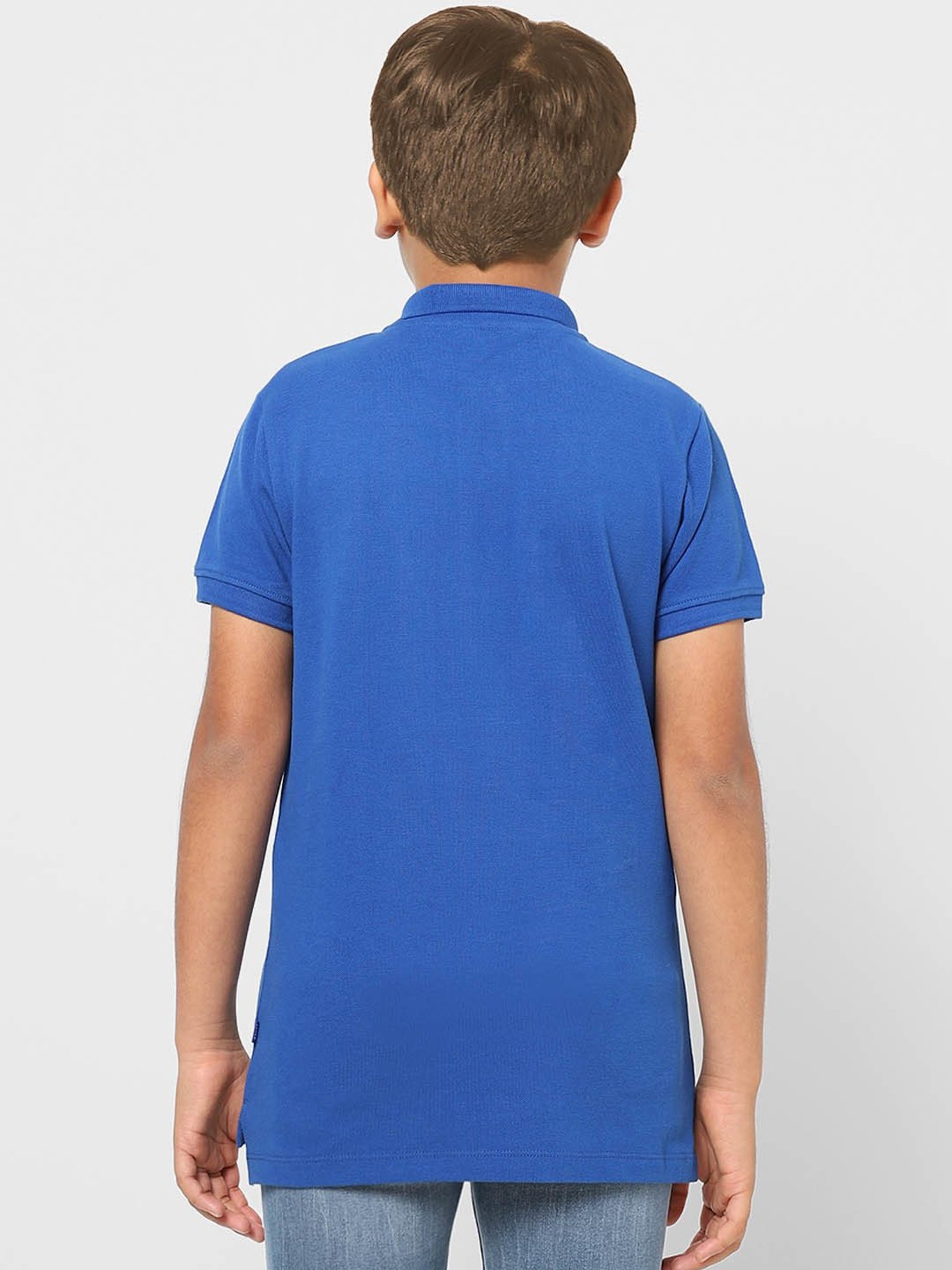 Jack & Jones Junior Blue Solid Polo T-Shirt