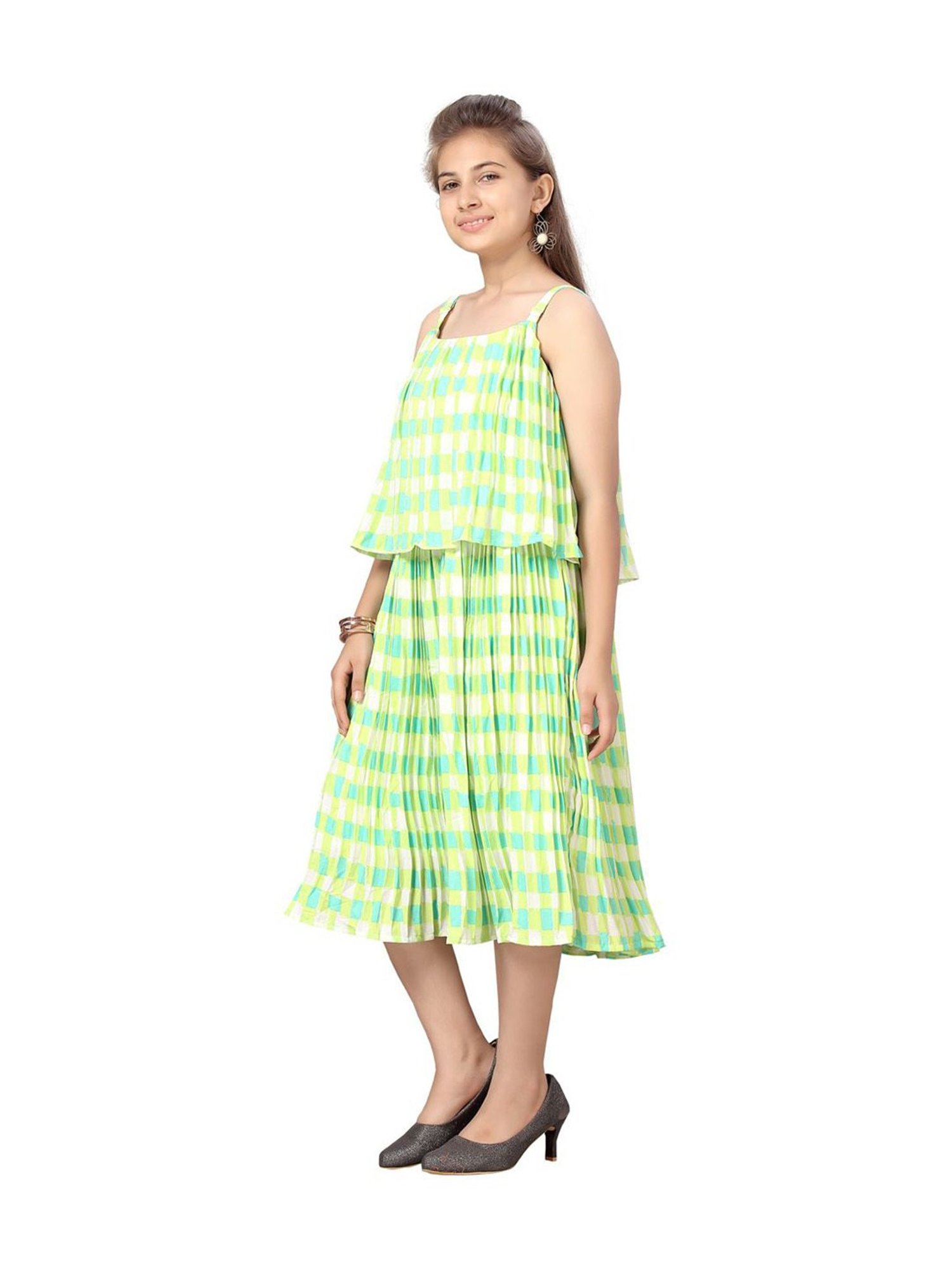 Aarika Kids Green Printed Dress