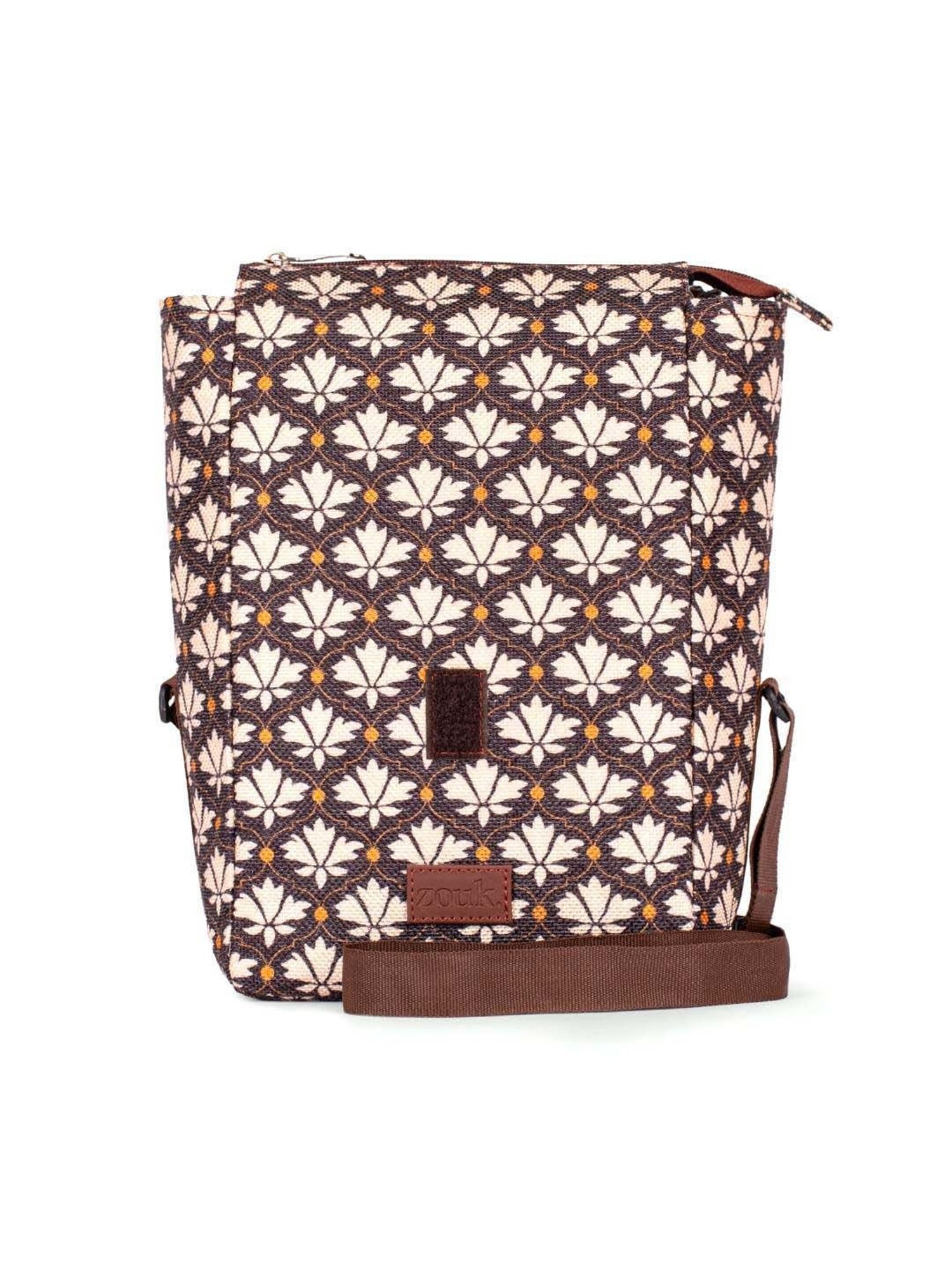 ZOUK Brown Printed Handbag