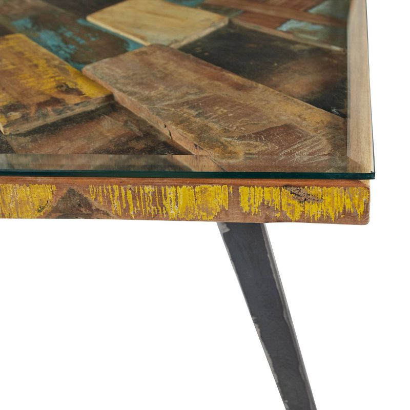 Wood Coffee Table, Rectangle With Design And Glass Tabletop Cover - Olivia & May