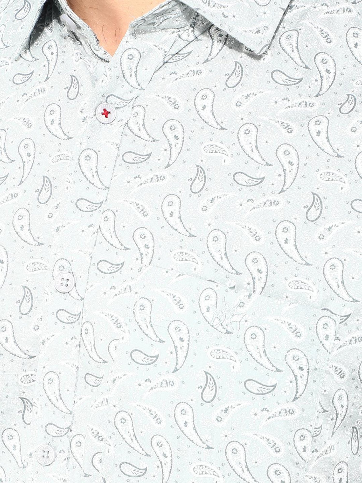 Crimsoune Club Grey Cotton Slim Fit Printed Shirt