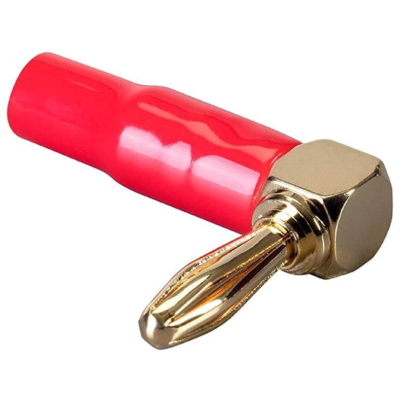 2 Pair Right Angle 24k Gold Plated Banana Speaker Wire Cable Screw Plug Connectors