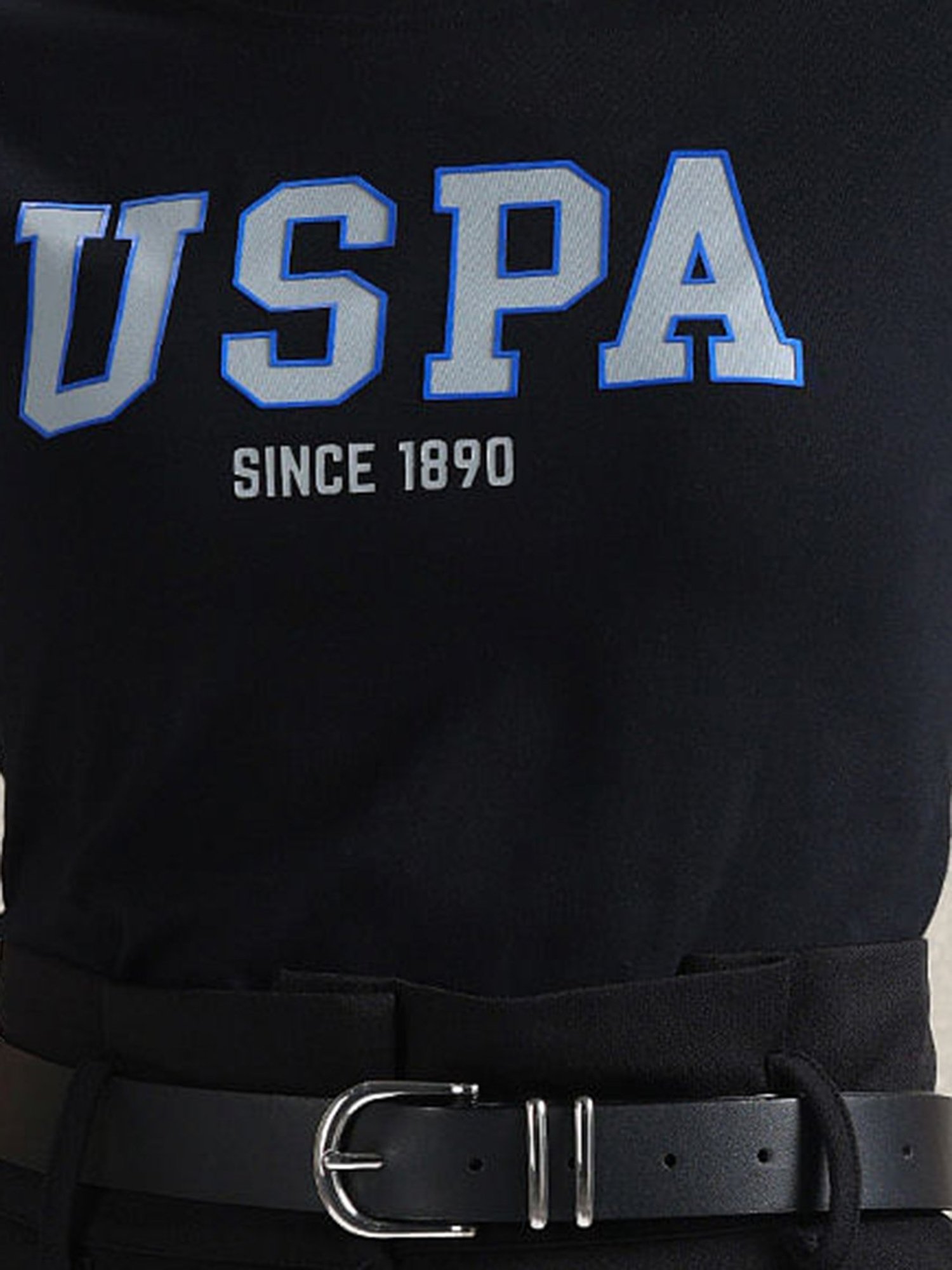 U.S. Polo Assn. Black Cotton Graphic Print T-Shirt